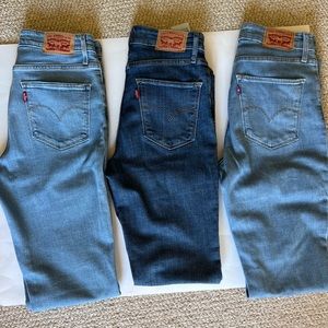SET OF 3 WOMEN LEVI’S HIGH RISE SKINNY JEANS 1 size 27 other 2 size 26